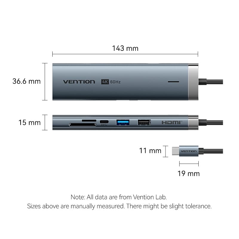 USB-A to USB 3.2 Gen 1 Type-C/USB 3.0*3/USB-C Hub 0.15M Gray Aluminum Alloy Type