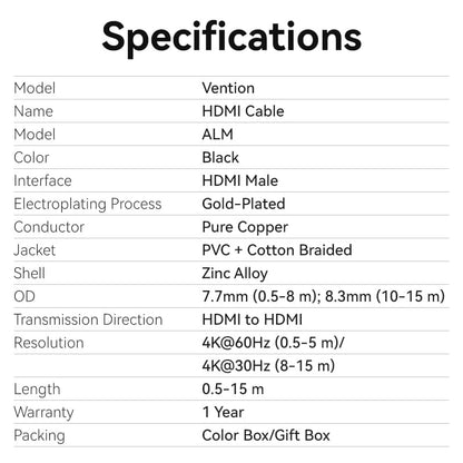 Cotton Braided 4K HDMI Male to Male Cable