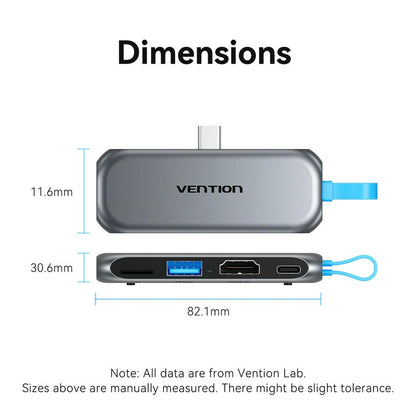 Vention 4'ü 1 arada USB-C Kablosuz Bağlantı İstasyonu