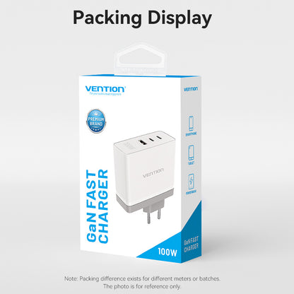 <tc>Vention</tc> Chargeur GaN USB 3 ports (C+C+A) (100 W/100 W/30 W) prise UE