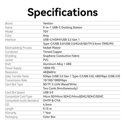 Vention 9-in-1 USB-C Docking Station