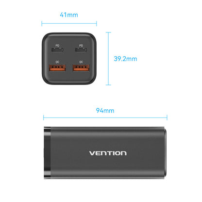<tc>Vention</tc> Cargador GaN de 4 puertos USB (C+C+A+A) (100W/100W/18W/18W) Enchufe europeo