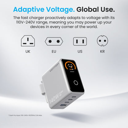 140W 4-Port GaN5.0 Charger with Smart Display