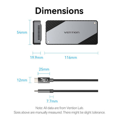 Vention USB 4.0 M.2 NVMe SSD Enclosure (USB 4.0 Type-C) Gray Aluminum Alloy Type