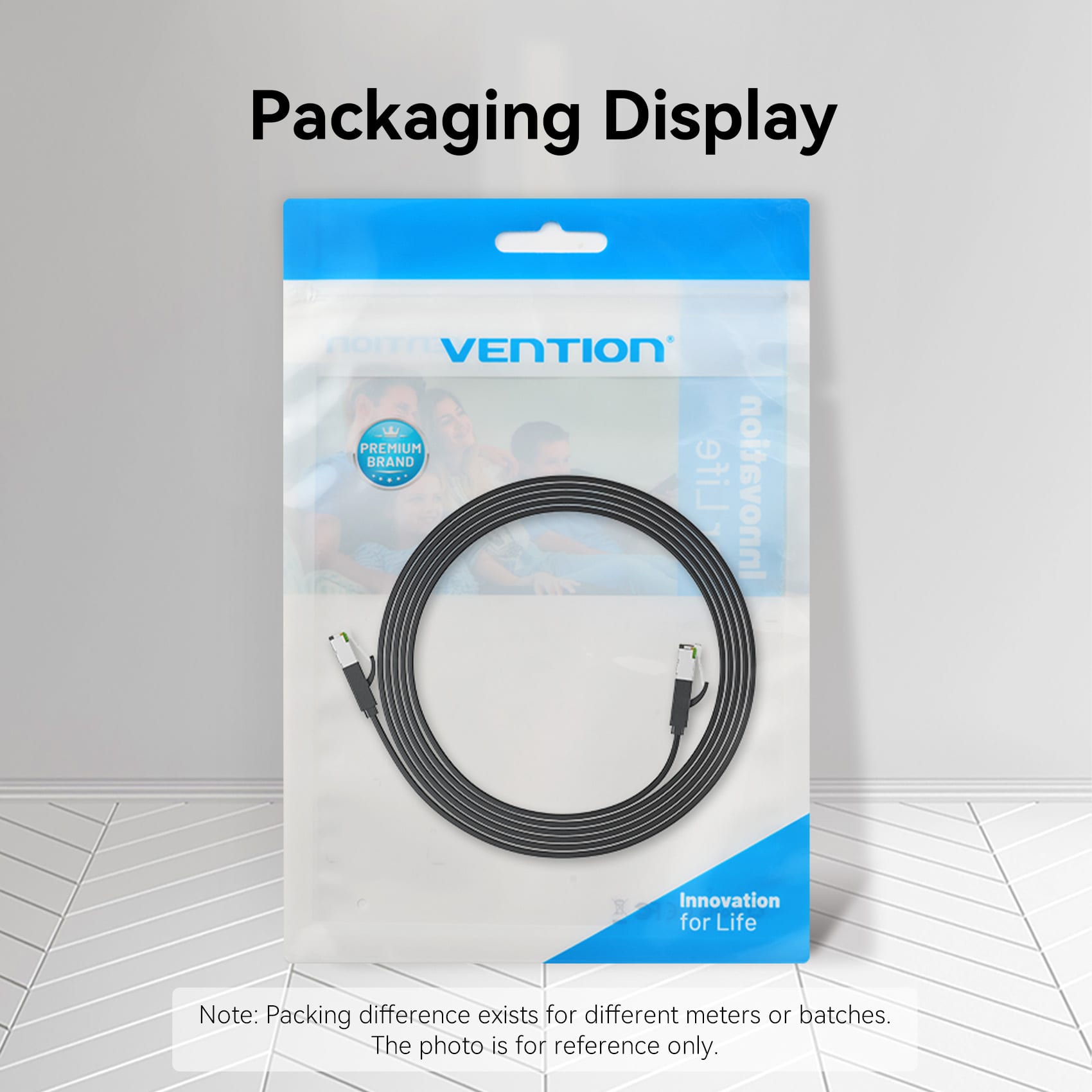 Vention Flat Cat.7 Ethernet Patch Cable Black