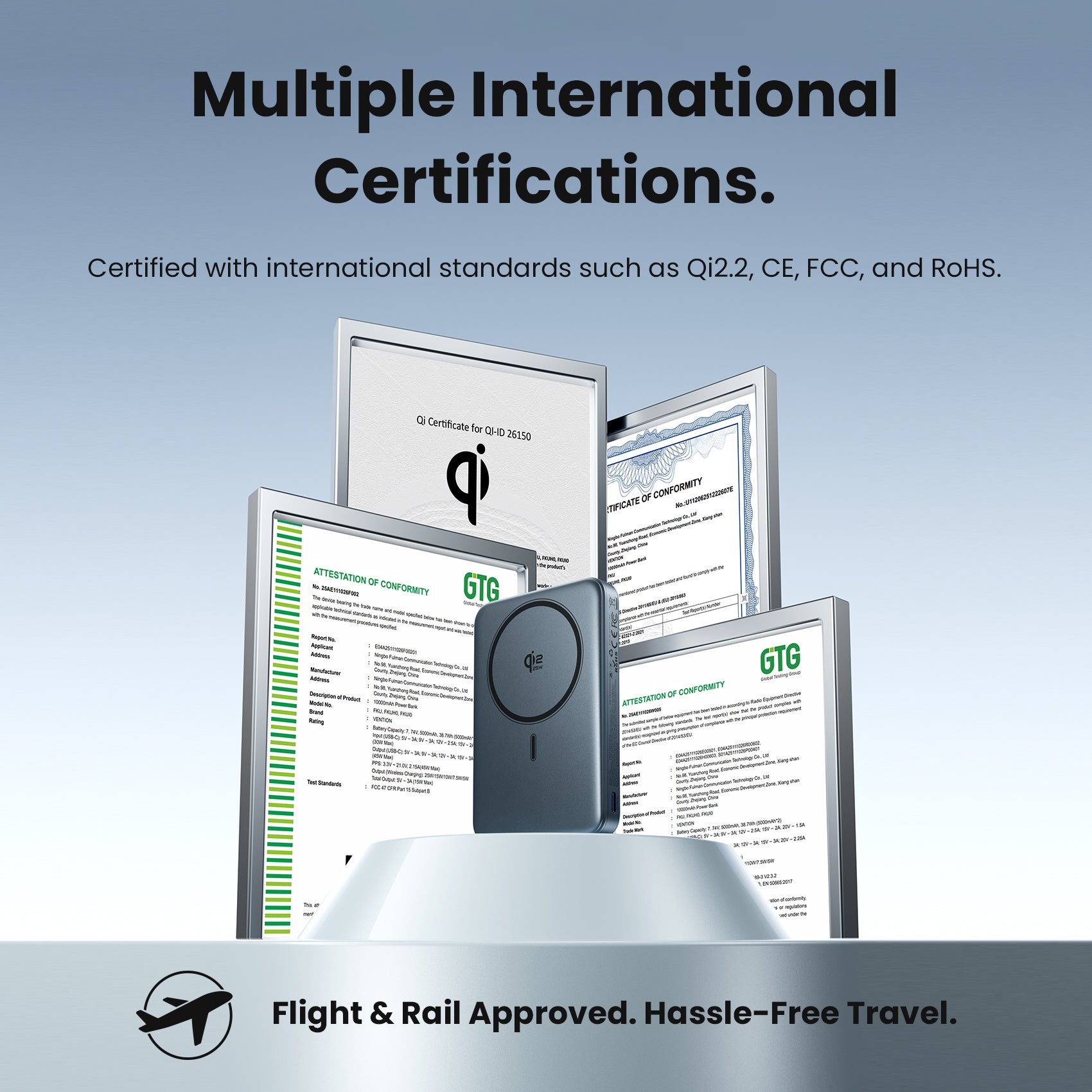 Vention Qi2.2 10000mAh Magnetic Wireless Power Bank (USB-C + USB-C/Wireless) 45W Gray