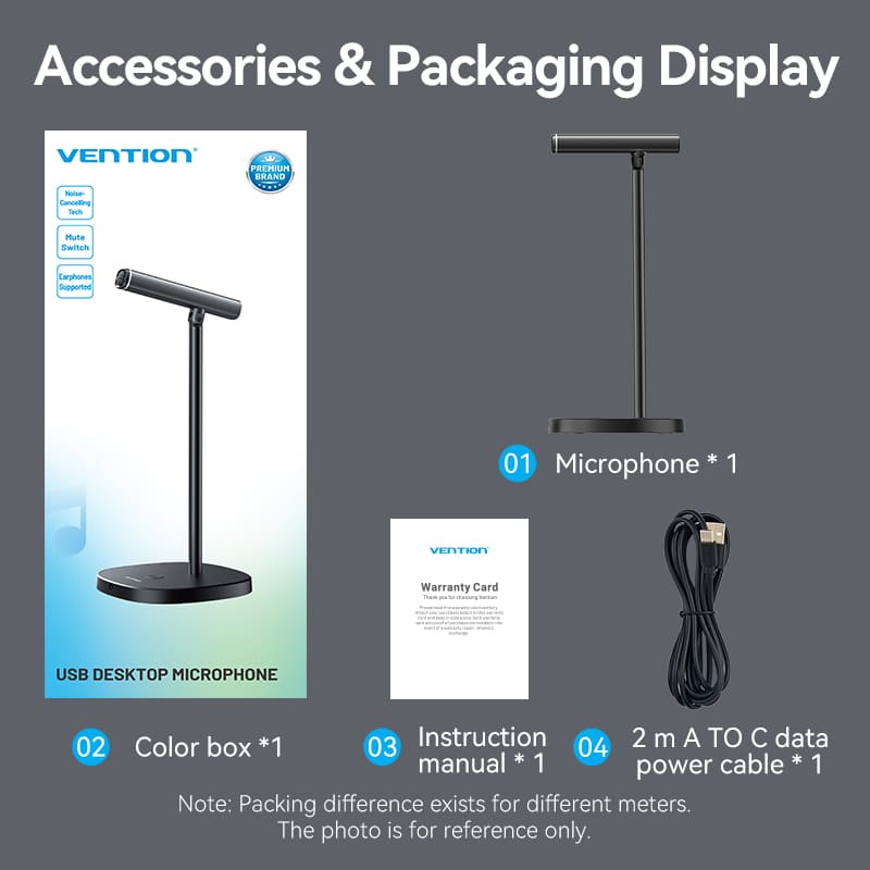 USB Desktop Microphone with Mute Button Black