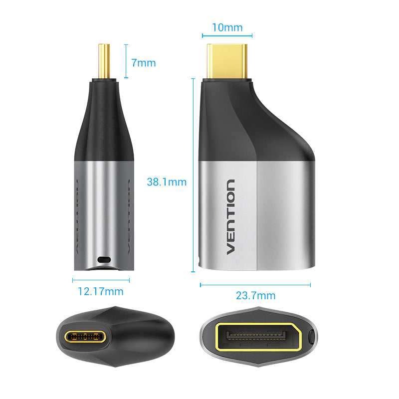 Vention Type-C to DP Adapter Gray Metal Type