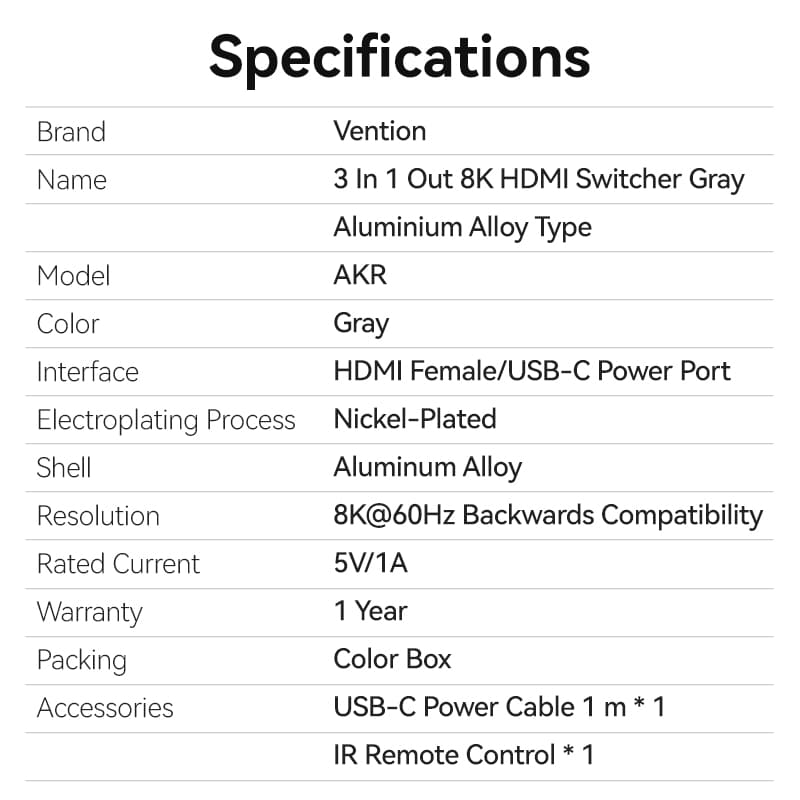 8K 3x1 HDMI 切换器