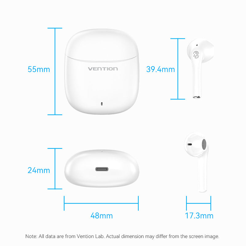 Vention-auriculares Bluetooth 5,3 TWS, inalámbricos auténticos, USB-C AAC/SBC, estéreo, deportivos, con micrófono, Hi-Fi