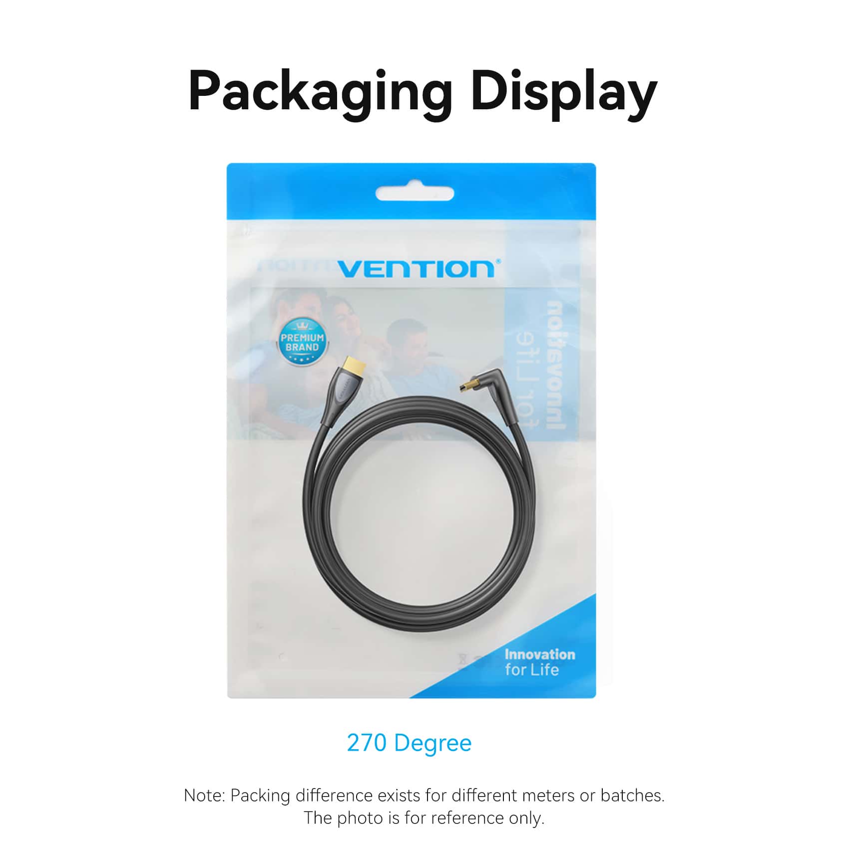 Vention HDMI™-A Male to Male 4K HD Right Angle Cable 270 Degree