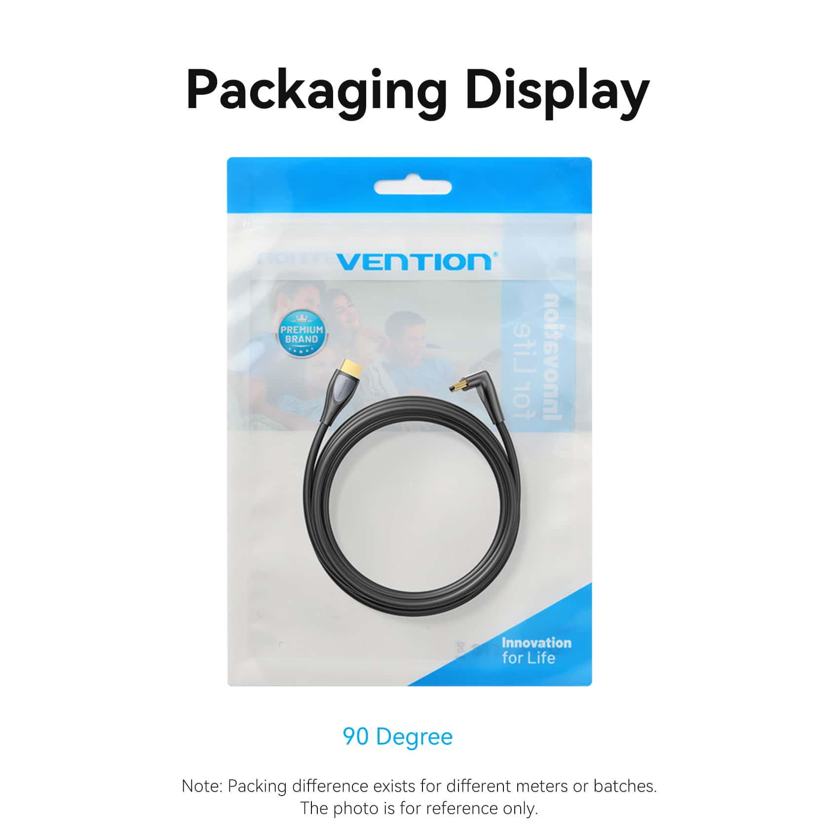 Vention HDMI™-A Male to Male 4K HD Right Angle Cable 90 Degree