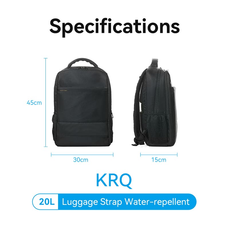 Water-Repellent Anti-Theft Laptop Backpack (45cm x 30cm x 15cm) with USB Charging Port and Lock Black