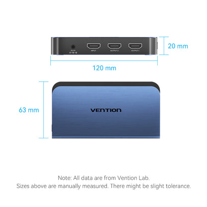 Vention 1 In 2 Out HDMI™ Splitter Blue Aluminum Alloy Type EU Standard