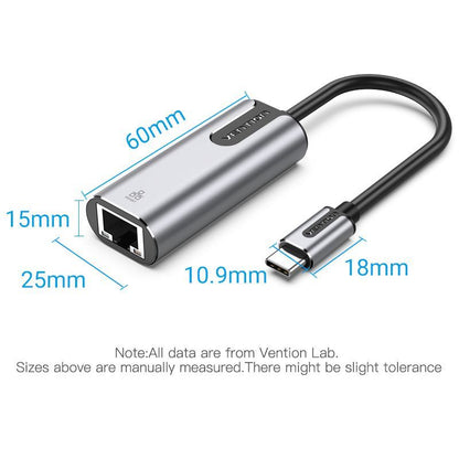 USB-C to Gigabit Ethernet Adapter 0.15M Gray Aluminum Alloy Type