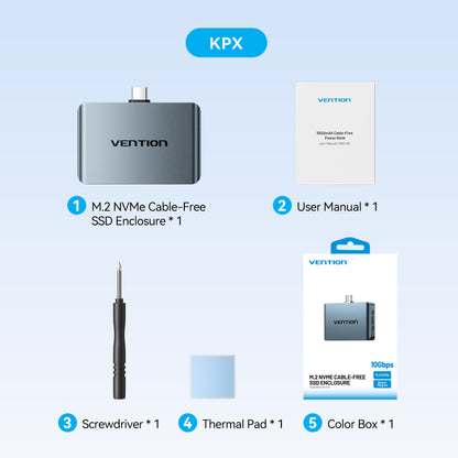 <tc>Vention</tc> Carcasa para SSD M.2 NVMe sin cables + batería externa de 3500 mAh