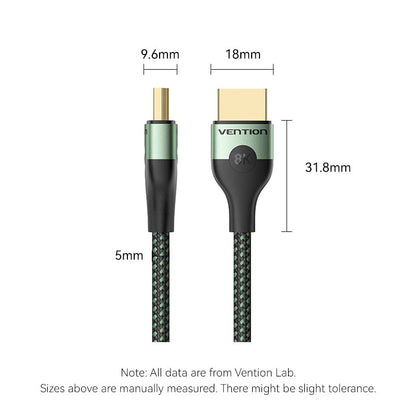 <tc>Vention</tc> Cable HDMI™-A macho a macho HD trenzado de algodón ultrafino 8K de aleación de aluminio verde