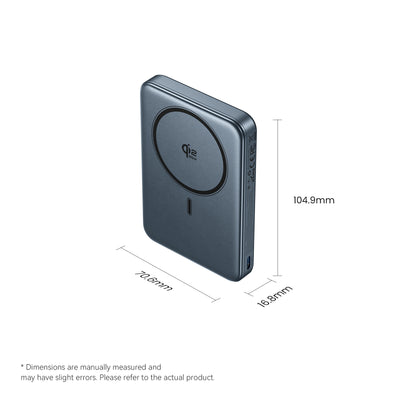 <tc>Vention</tc> Batería externa magnética inalámbrica Qi2.2 de 10000 mAh (USB-C + USB-C/Inalámbrica) de 45 W, color gris.