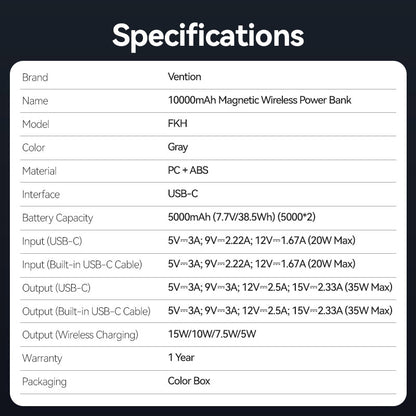 <tc>Vention</tc> Power Bank 10000mAh 35W