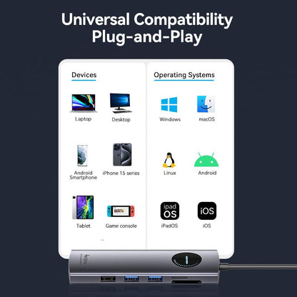 USB-C to HDMI x 2/USB 3.0 x 2/USB 2.0/RJ45/SD/TF/PD MST Docking Station