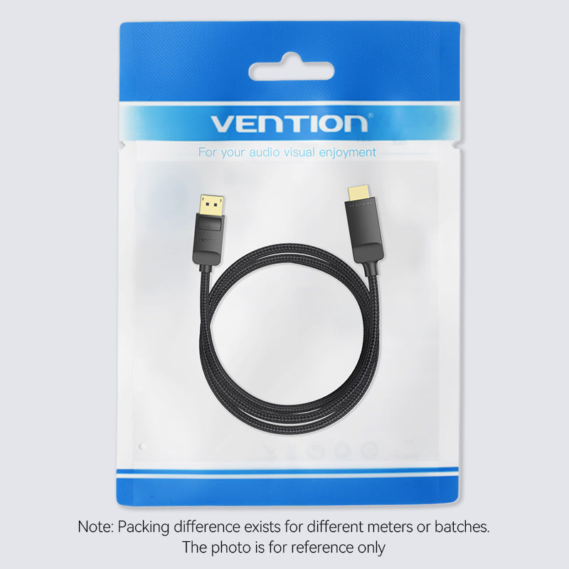 Vention cotton Braided 4K DP Male to HDMI-A Male HD Cable