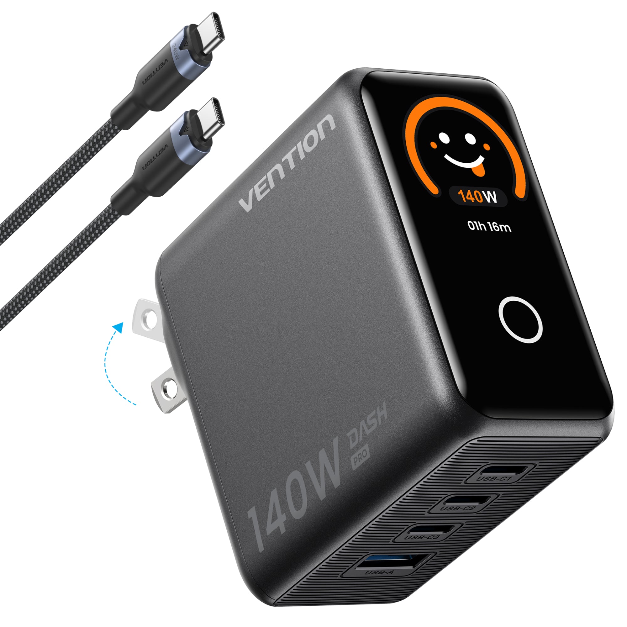 140W 4-Port GaN5.0 Charger with Smart Display