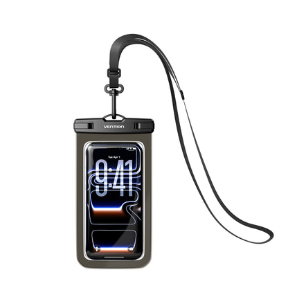<tc>Vention</tc> Funda transparente impermeable para teléfono de 7,2 pulgadas con cierre de seguridad, color negro.