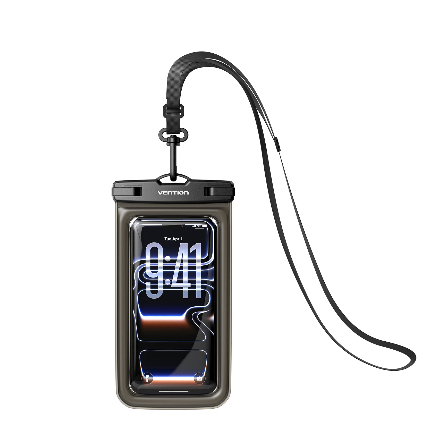 Vention 7.2-Inch Shockproof Black-Edged Waterproof Phone Pouch with Lock Seal Black