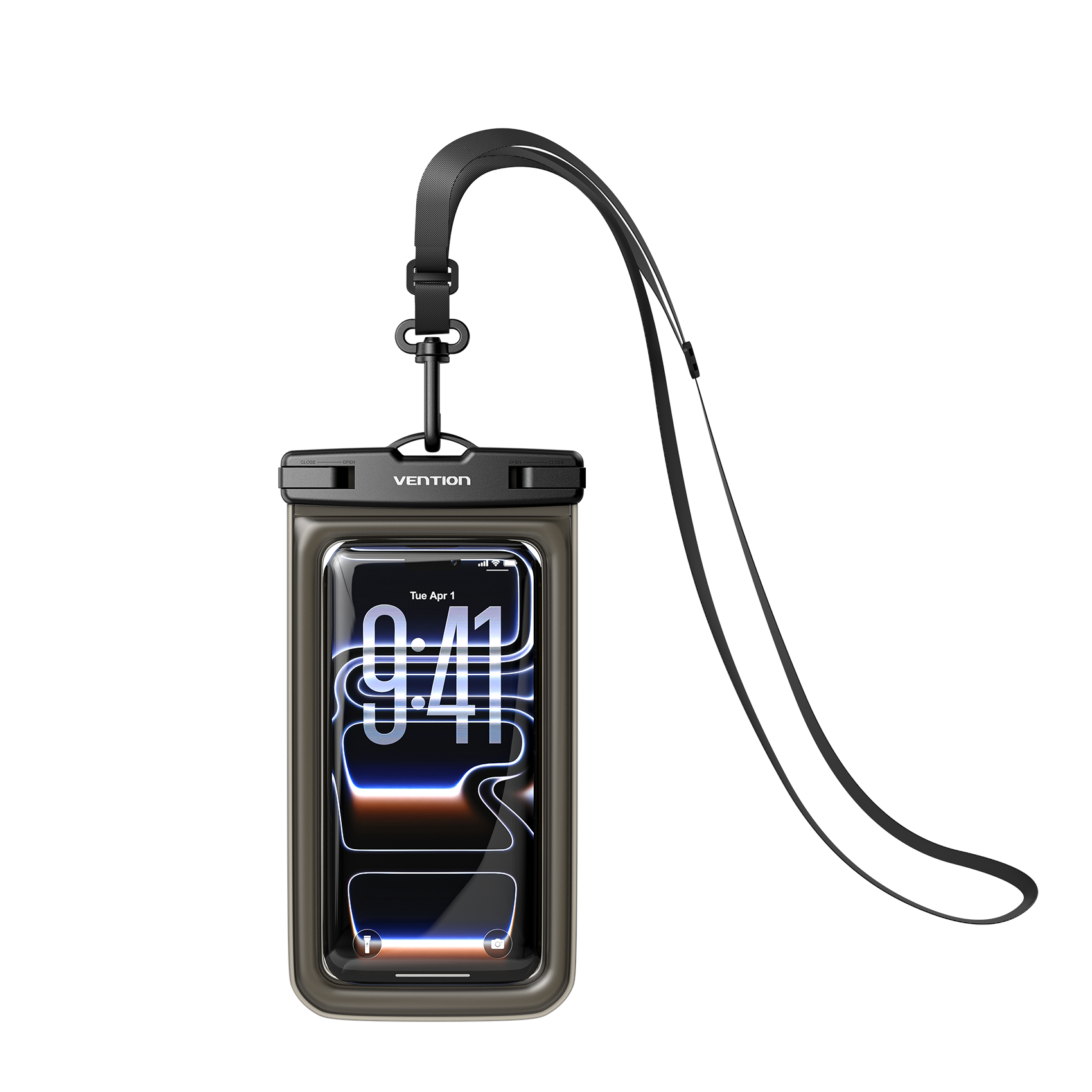 Vention 7.2-Inch Shockproof Black-Edged Waterproof Phone Pouch with Lock Seal Black