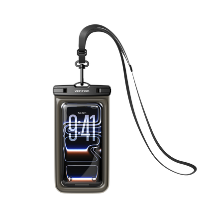 Vention 7.2-Inch Shockproof Black-Edged Waterproof Phone Pouch with Lock Seal Black