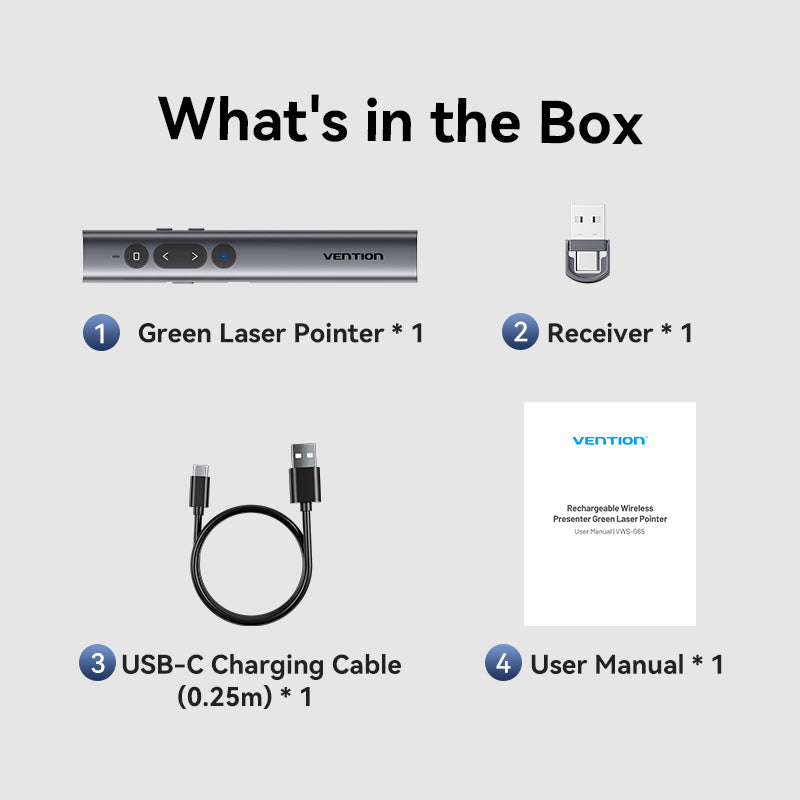 Vention Wireless PowerPoint Presentation Clicker with Green Laser Pointer