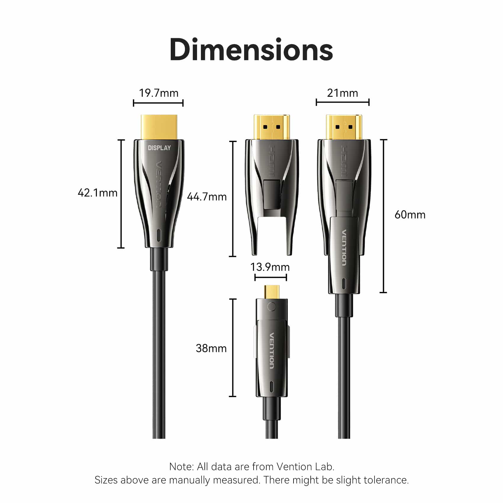 Vention Detachable Optical HDMI-A Male to HDMI-D + HDMI-A Male 4K Cable
