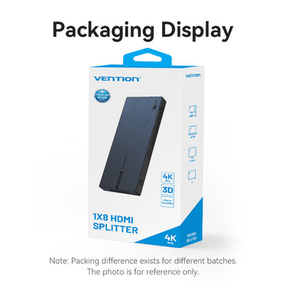 Vention 1-In &  8 Çıkışlı HDMI™ Dağıtıcı 4K@60Hz Black Alüminyum Alaşım Tipi AB Standardı