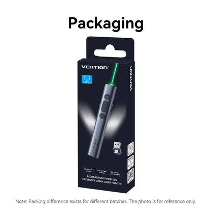 <tc>Vention</tc> Control remoto inalámbrico para presentaciones de PowerPoint con puntero láser verde.