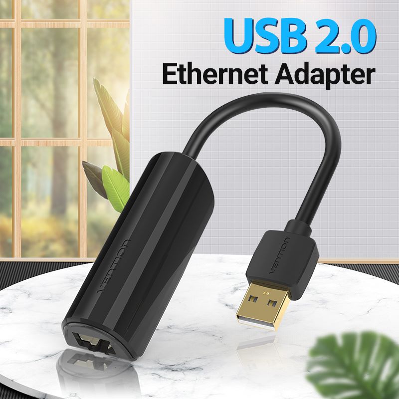USB 2.0 to 100Mbps Ethernet Adapter ABS Type Black 0.15
