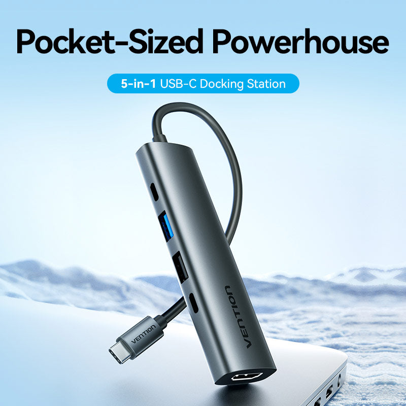Vention USB-C to HDMI + USB 3.0 + USB 2.0 + USB 2.0 Type-C + PD Docking Station