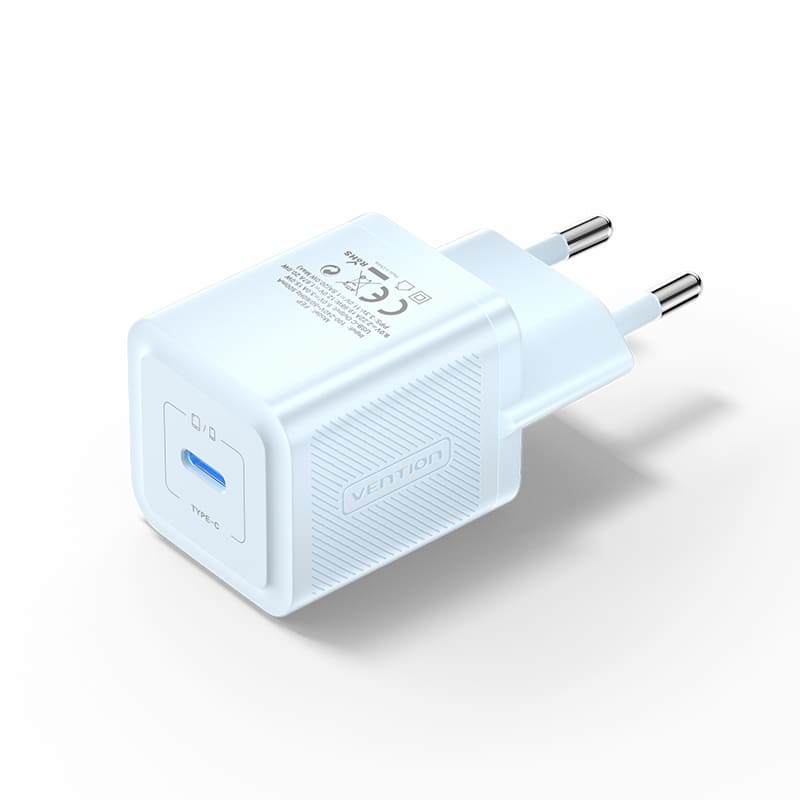 1-Port USB-C GaN Charger (20W) EU-Plug Black/White/Blue/Pink
