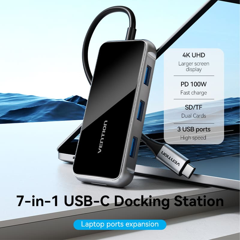 Vention 7-in-1 USB-C Estación de acoplamiento