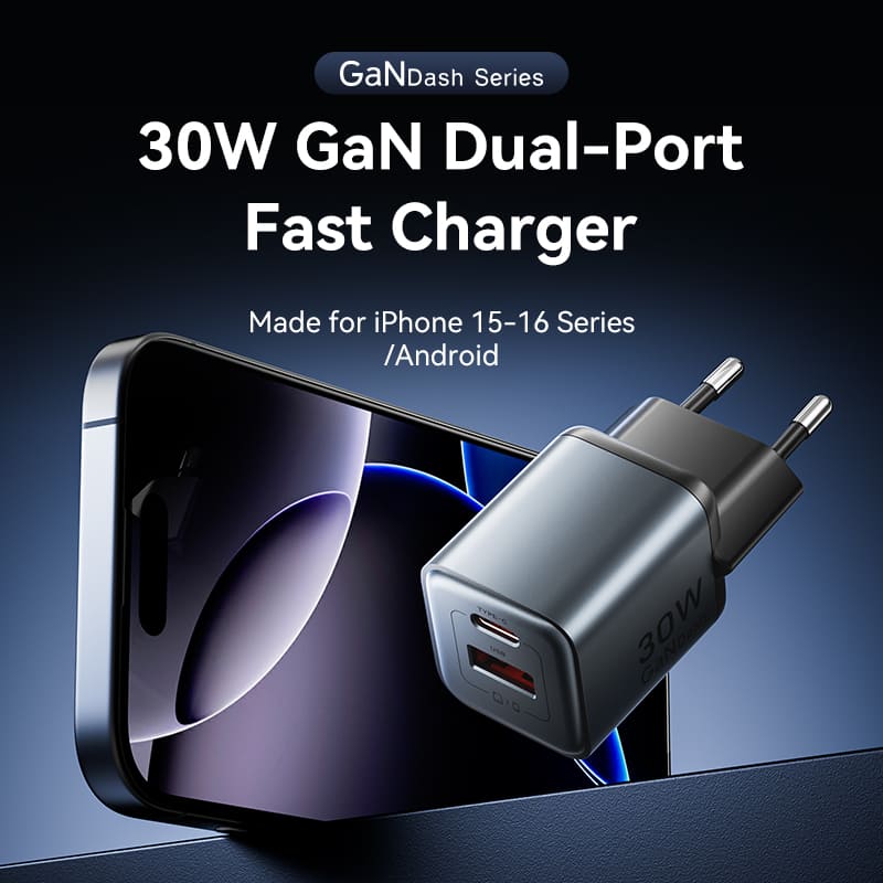 VENTION 2 PORT USB (C + A) CHARGER GAN (30W / 18W) EU-PLUG