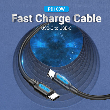 Vention USB 2.0 C Erkek - C Erkek 5A Kablo Siyah PVC Tip