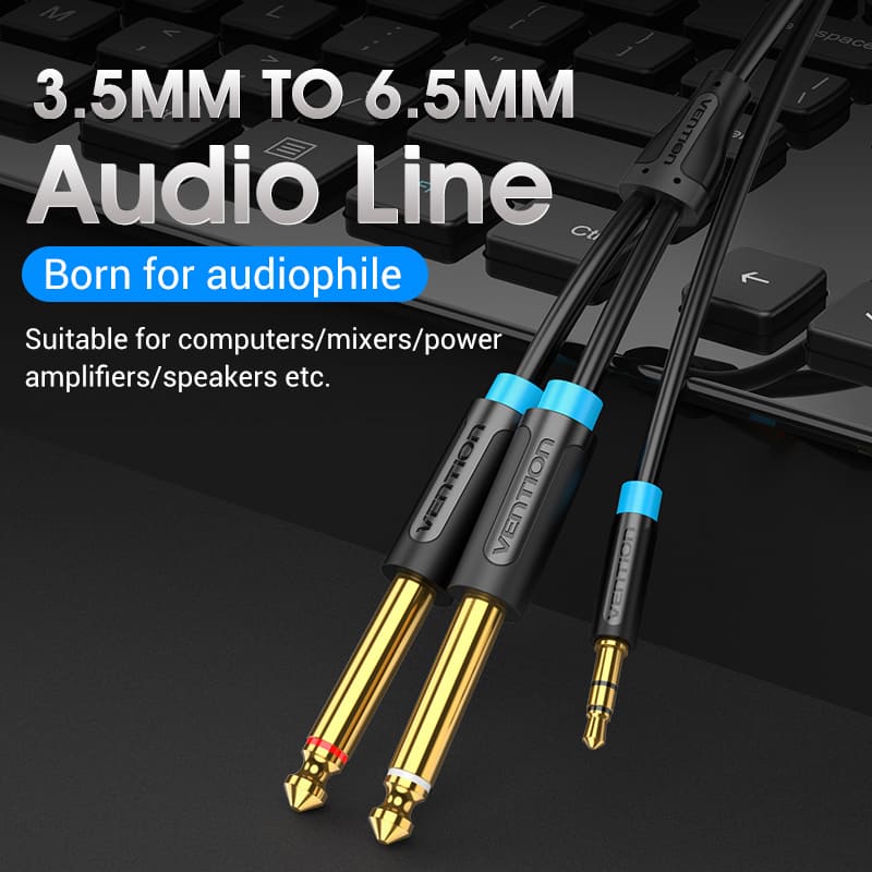 3.5mm TRS Male to Dual 6.35mm Male Audio Cable