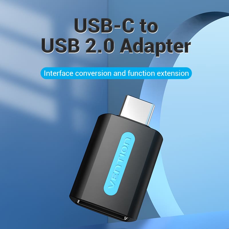 USB-C Male to USB 2.0 Female OTG Adapter Black PVC Type