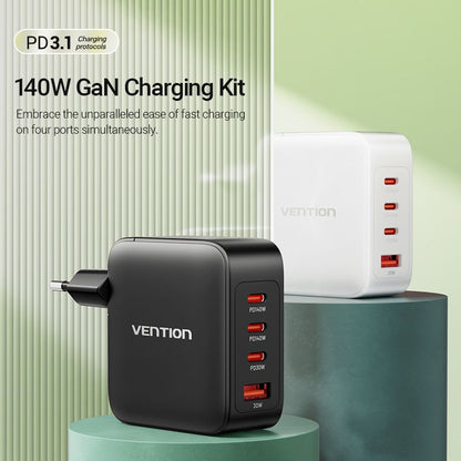 Vention 4 Portlu USB (C + C + C + A) GaN Şarj Kiti (140W/140W/30W/30W) AB Fişi