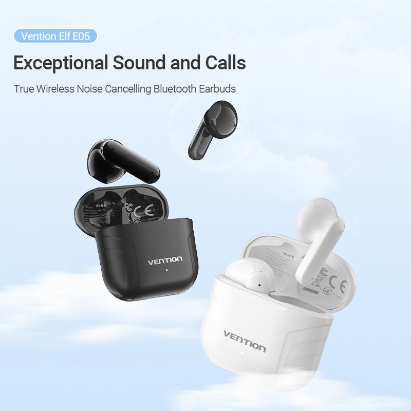 True Wireless Bluetooth Elf Earbuds E05 Schwarz/Weiß