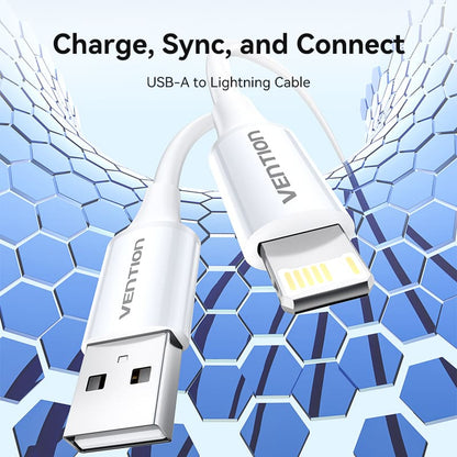 USB 2.0 Type-A Male to Lightning Male 2.4A Cable 1M White