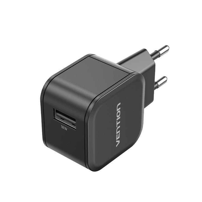 1-Port-USB-Wandladegerät (18 W), EU-Stecker, Schwarz