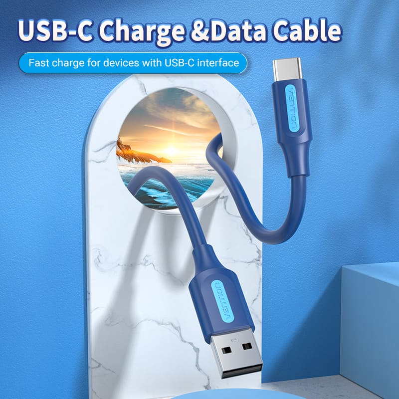 USB 2.0 A Male to C Male 3A Cable 2M Deep Blue