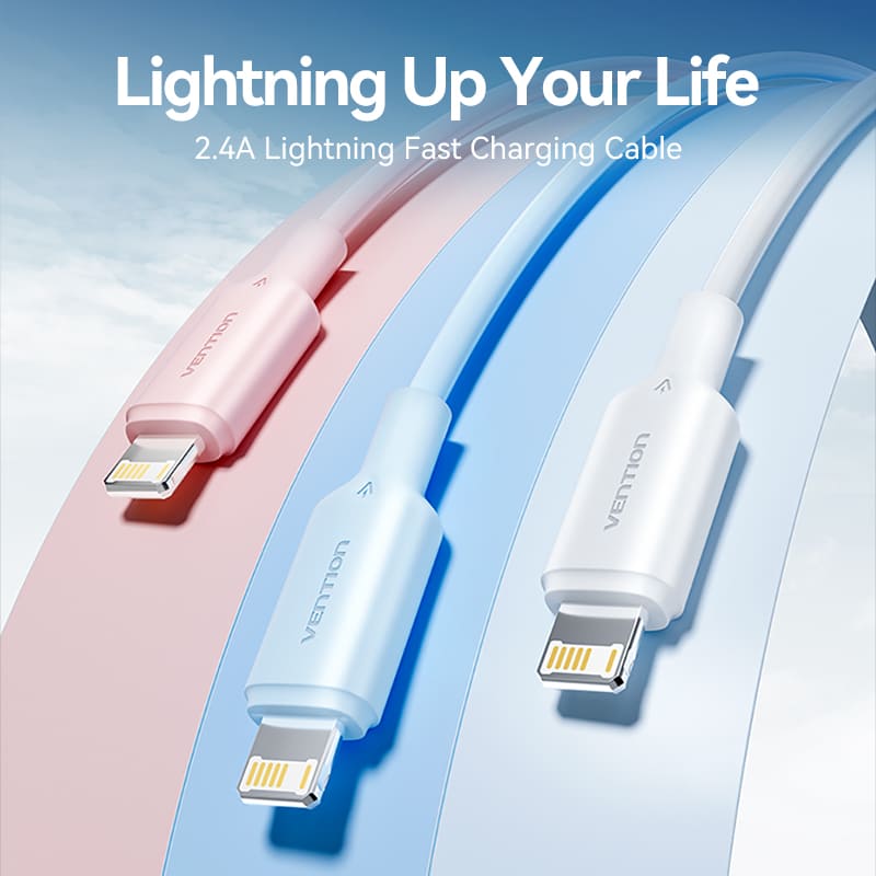 USB 2.0 Type-A Male to Lightning Male 2.4A Cable