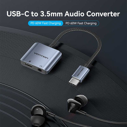 Vention USB-C Male to 3.5mm Female Audio Adapter with Fast Charging Port