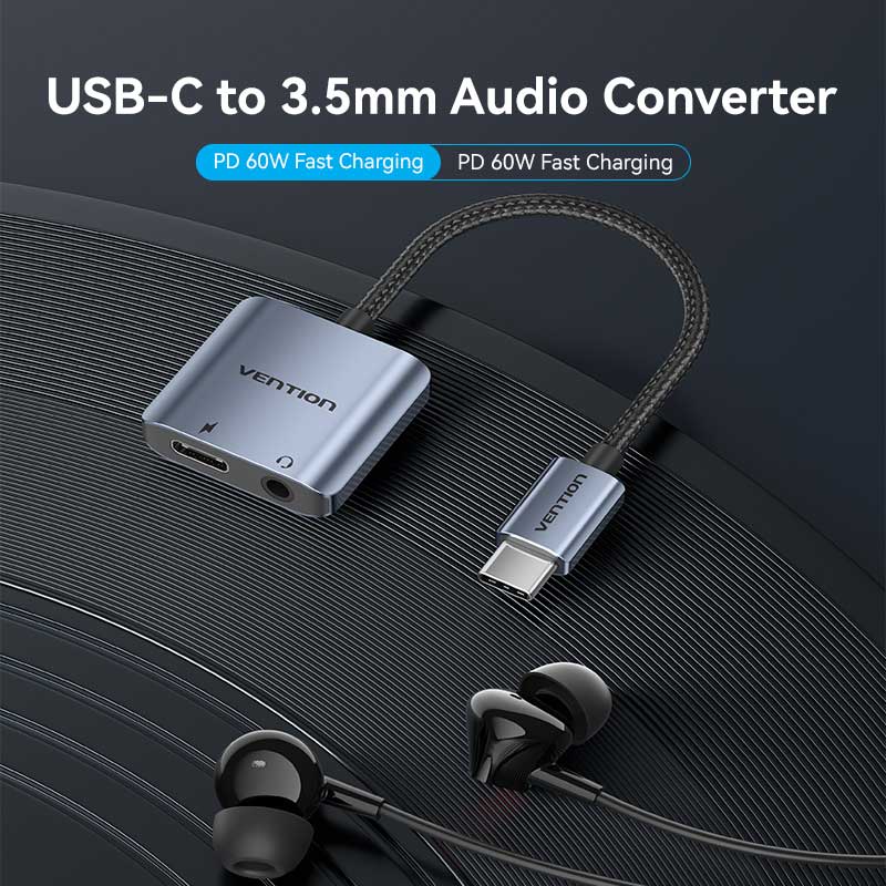 Vention USB-C Male to 3.5mm Female Audio Adapter with Fast Charging Port